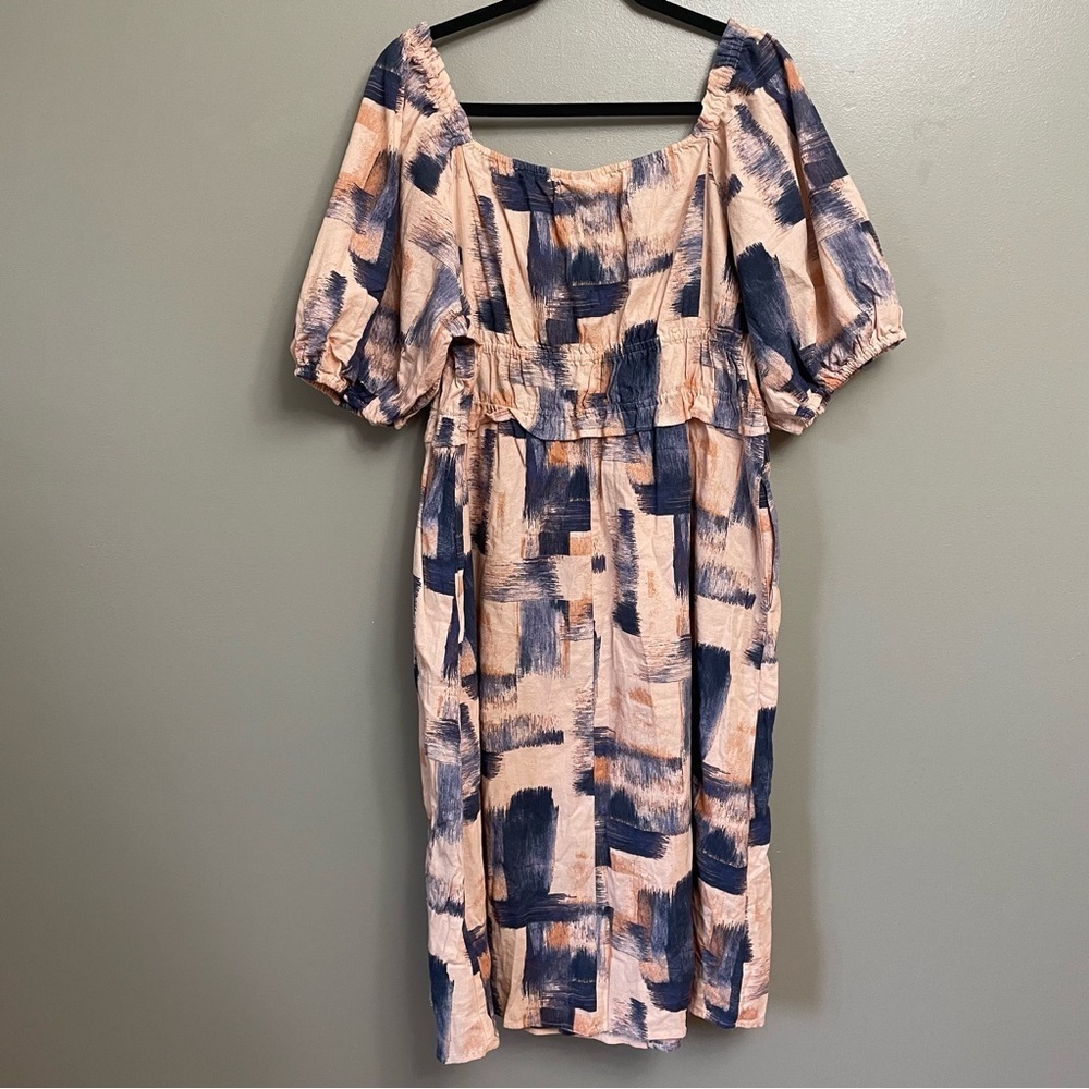 NWT Universal Thread women’s XXL Boho Dress pink navy puff sleeves - Picture 3 of 10